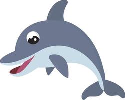 Happy dolphin, illustration, vector on white background.