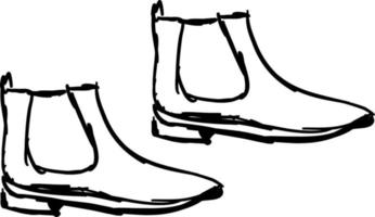 Boots sketch, illustration, vector on white background.