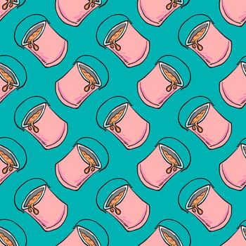 Can pattern, seamless pattern on blue background. vector