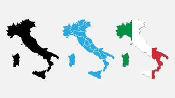 mapas de italia. italia mapea vectores en un color diferente. ilustración vectorial mapa del mundo simplificado. imagen generalizada de los mapas de italia.