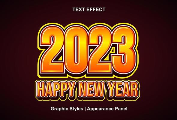 happy new year 2023 text effect with graphic style and editable.