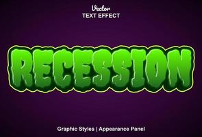 recession text effect with graphic style and editable. vector