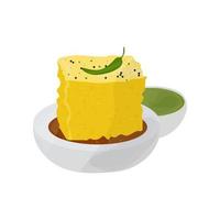 Khaman Dhokla Indian Vegetarian Dish vector