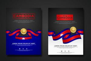 Set poster design Cambodia Independence Day background template vector