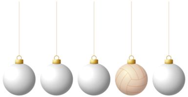 bola de bugiganga de natal ou ano novo de esporte de vôlei pendurado no fio png