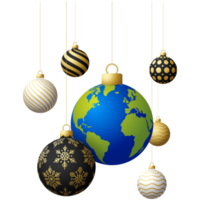 earth planet christmas bauble ball png