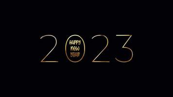 2023 gelukkig nieuw jaar goud tekst animatie effect video
