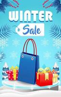 Winter Sale, 3d shopping bags and gifts. Suitable for events