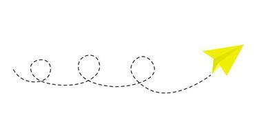 ruta de avión de papel de línea discontinua vector