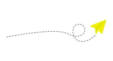 ruta de avión de papel de línea discontinua vector