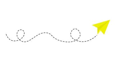 ruta de avión de papel de línea discontinua vector