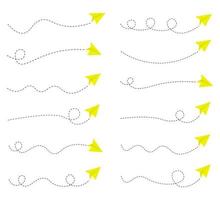 Set of Dashed Line Paper Airplane Route vector