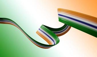 Abstract wavy ribbon with Indian national flag colors Modern minimal 3d illustration photo