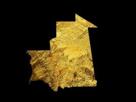 Mauritania Map Golden metal Color Height map Background 3d illustration photo