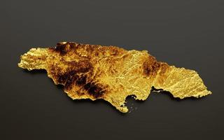 Jamaica Map Golden metal Color Height map Background 3d illustration photo