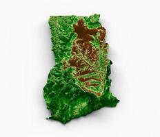 Ghana Topographic Map 3d realistic map Color 3d illustration photo