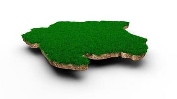 Suriname Map soil land geology cross section with green grass and Rock ground texture 3d illustration photo