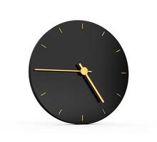 Premium Gold Clock icon isolated 4 45 o clock quarter to Five on black icon background. Four forty five o'clock Time icon 3d illustration photo