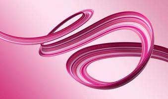 Pink Ribbon 3D brush paint stroke swirl isolated background. 3D illustration photo