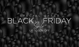 black friday sale with black balloon background vector