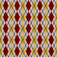seamless red and yellow argyle pattern with dashed lines vector