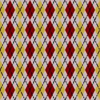 seamless red and yellow argyle pattern with dashed lines vector