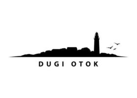 Dugi Otok Island Skyline Landscape Black Vector Silhouette Graphic