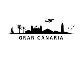 Gran Canaria, Spanish Island Landscape Vector Silhouette