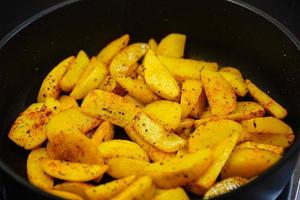 Farmers Breakfast with ham eggs and fried potatoes photo