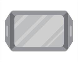 Flat styled art. Vector illustration of metal pans for baking in oven. Oven-tray isolated on white background.for cafe