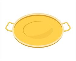 yellow cooking pan. with handle. on a white background
