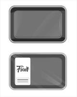 Flat styled art. tray is empty. Cartoon cafeteria service dish food tray, square metal tray with handle. Vector illustration of metal pans for baking in oven.