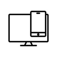 Monitor line icon illustration with mobile phone. icon illustration related to electronic, technology. Simple vector design editable. Pixel perfect at 32 x 32