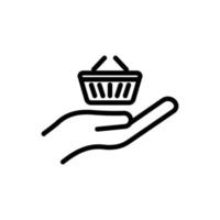 Online shop line icon. Contains hand with shopping cart. icon illustration related to  e commerce shop. Simple vector design editable. Pixel perfect at 32 x 32