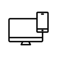 Monitor line icon illustration with mobile phone. icon illustration related to electronic, technology. Simple vector design editable. Pixel perfect at 32 x 32