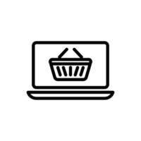 Online shop line icon. Contains monitor with shopping cart and download. icon illustration related to  e commerce shop. Simple vector design editable. Pixel perfect at 32 x 32