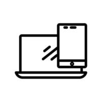 Laptop line icon illustration with mobile phone. icon illustration related to electronic, technology. Simple vector design editable. Pixel perfect at 32 x 32