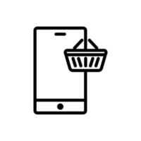 icono de línea de tienda en línea. contiene teléfono móvil con carrito de compras. ilustración de icono relacionada con la tienda de comercio electrónico. diseño vectorial simple editable. píxel perfecto a 32 x 32 vector