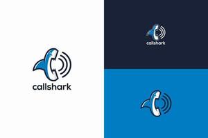 abstract shark logo with phone shape vector