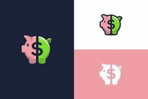 piggy bank illustration logo with dollar sign vector