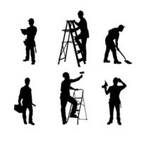 Set of construction workers silhouette vector design