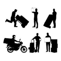 set of silhouette delivery service design vector