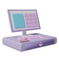 máquina de caja registradora aislada. ilustración 3d o renderizado 3d png