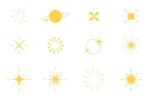 Set of sparking star. Icon and symbol. Starry vector illustration isolated on white background