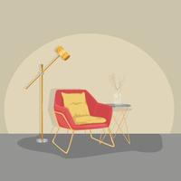 Interior Illustration of Living Room with Armchair in Flat Design vector