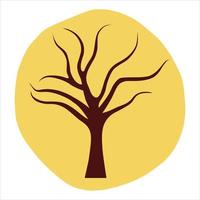 Tree illustration with yellow background vector
