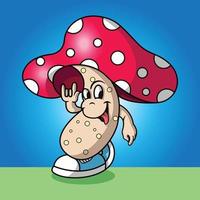 a cute mushroom is in style vector