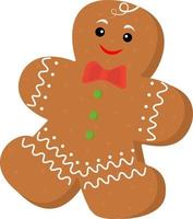 Festive cookies with a gingerbread man.Cookies in the shape of a man with colored glaze.Happy New Year decoration.Merry Christmas.Celebrating New Year and Christmas.Vector illustration in a flat style vector