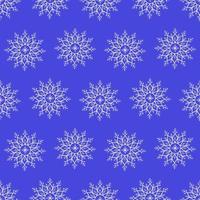 Vector pattern with snowflakes on a blue background. Seamless pattern for New Year and Christmas. Suitable for background and wrapping paper, fabric in winter version. Vintage decorative elements.