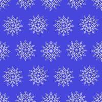 Vector pattern with snowflakes on a blue background. Seamless pattern for New Year and Christmas. Suitable for background and wrapping paper, fabric in winter version. Vintage decorative elements.